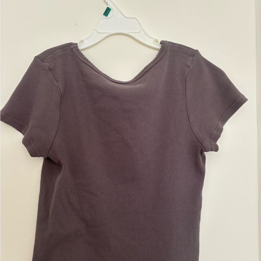 Women's Gray Ribbed Top - Picture 2 of 4